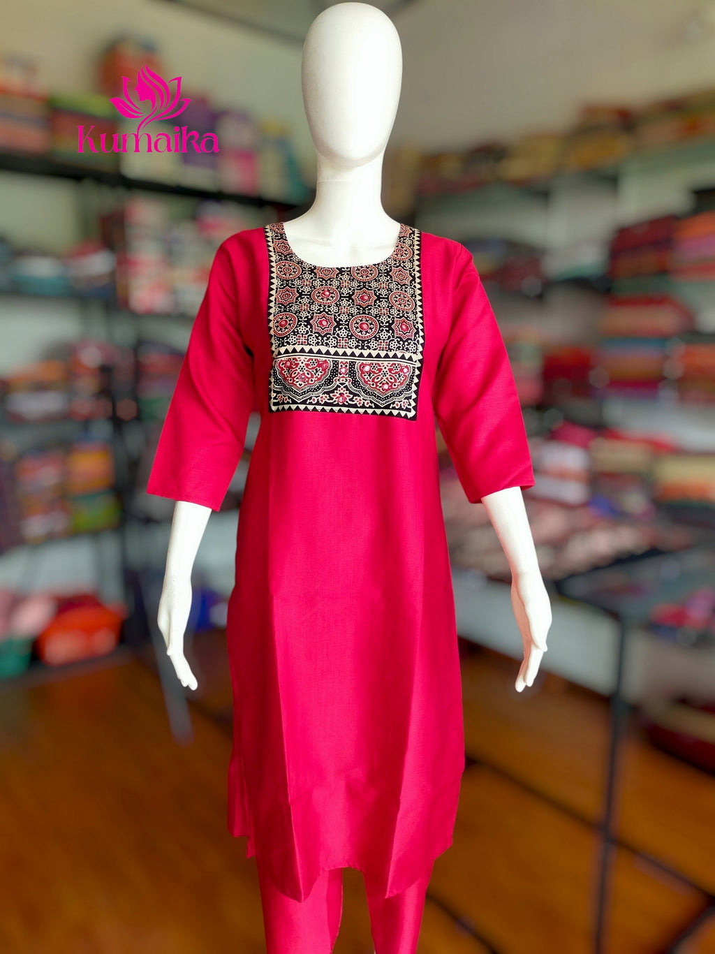 Maroon Vertical Cotton Kurta 3 Piece Set