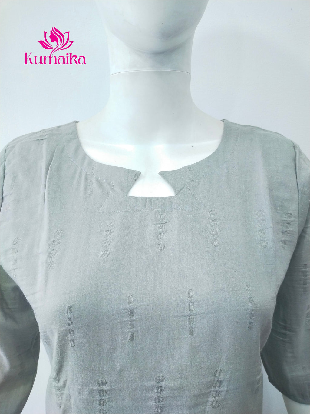 Ash/ Deep Silver Keyhole Neck Kurta | Workwear
