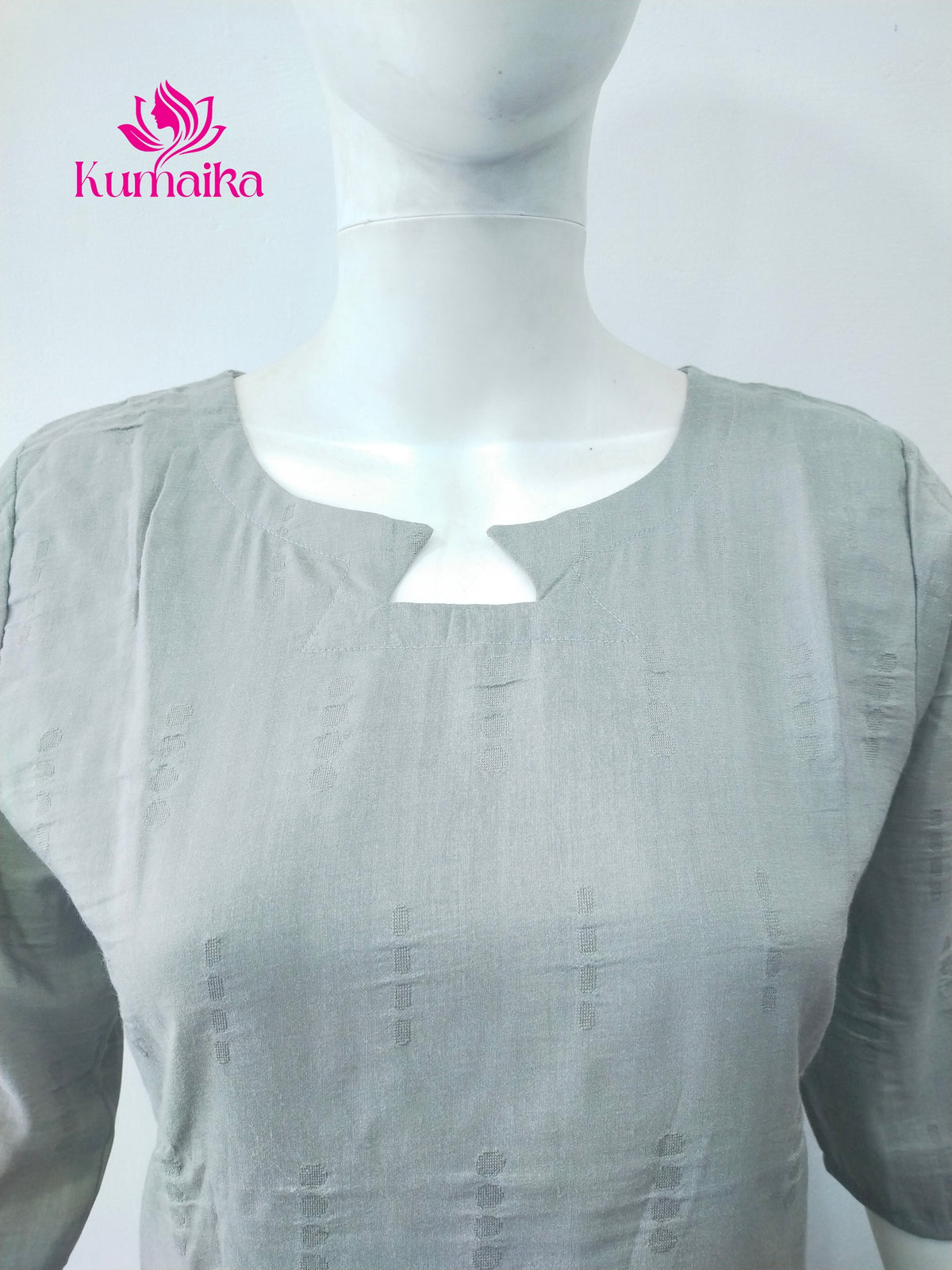 Ash/ Deep Silver Keyhole Neck Kurta | Workwear