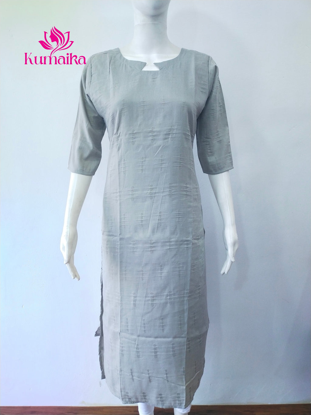 Ash/ Deep Silver Keyhole Neck Kurta | Workwear