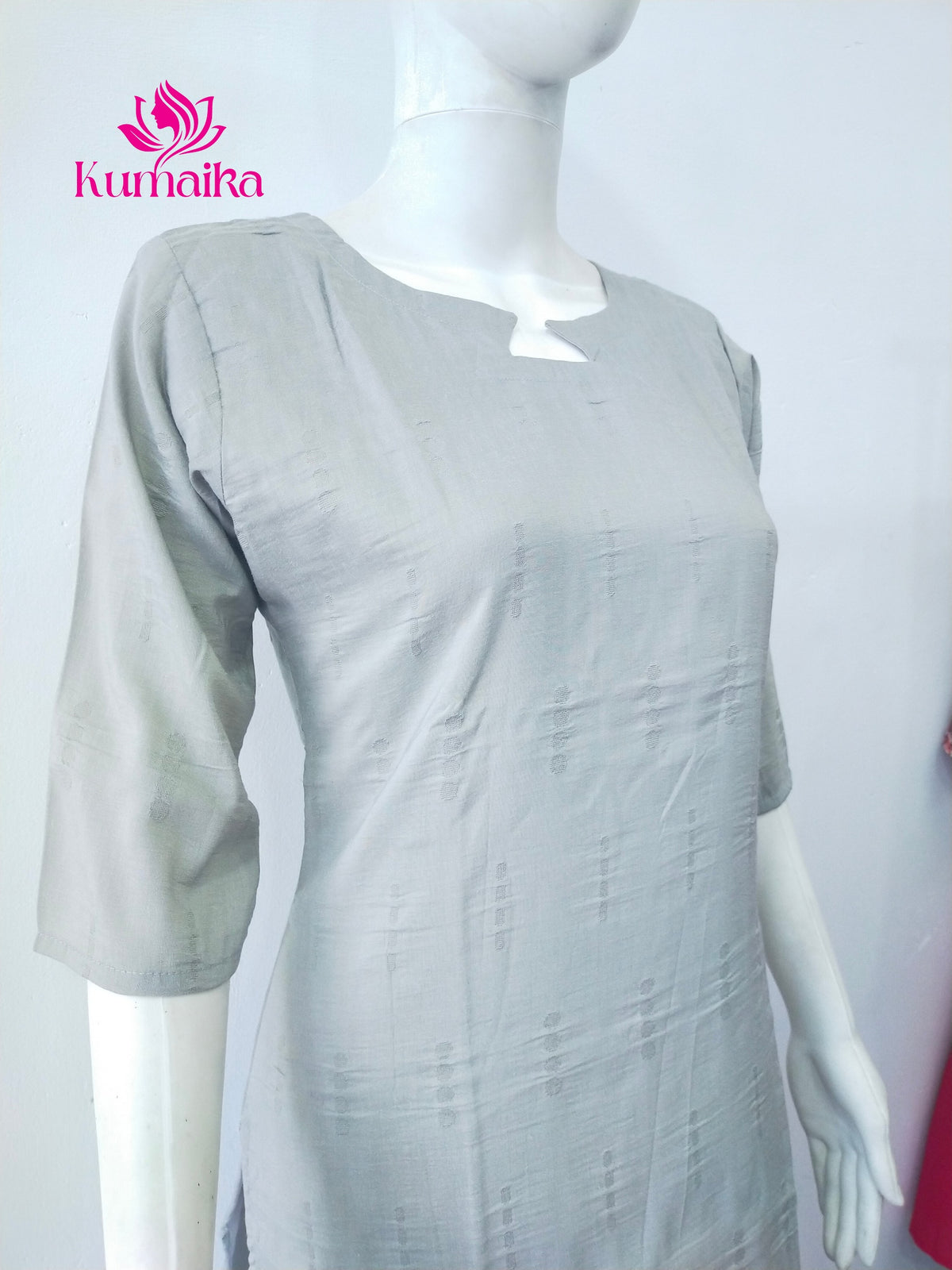 Ash/ Deep Silver Keyhole Neck Kurta | Workwear