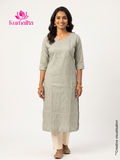 Ash/ Deep Silver Keyhole Neck Kurta | Workwear
