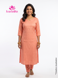 The Coral Pink Textured Kurta