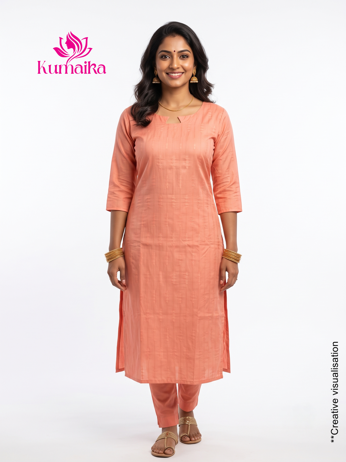 The Coral Pink Textured Kurta