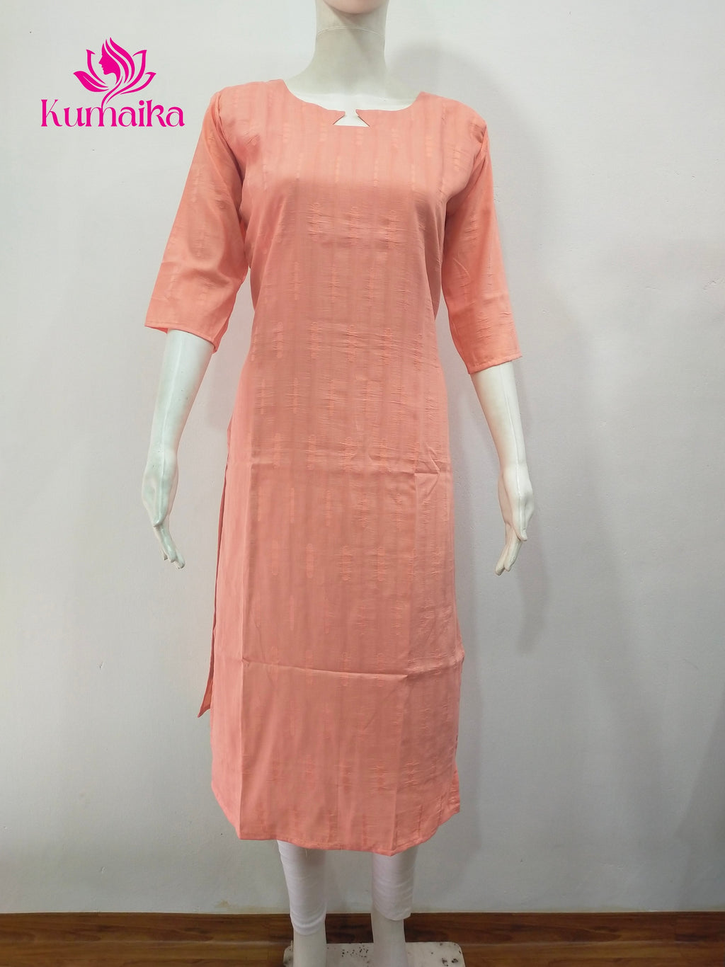 The Coral Pink Textured Kurta