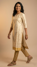 Champagne Gold Tissue Silk Kurta