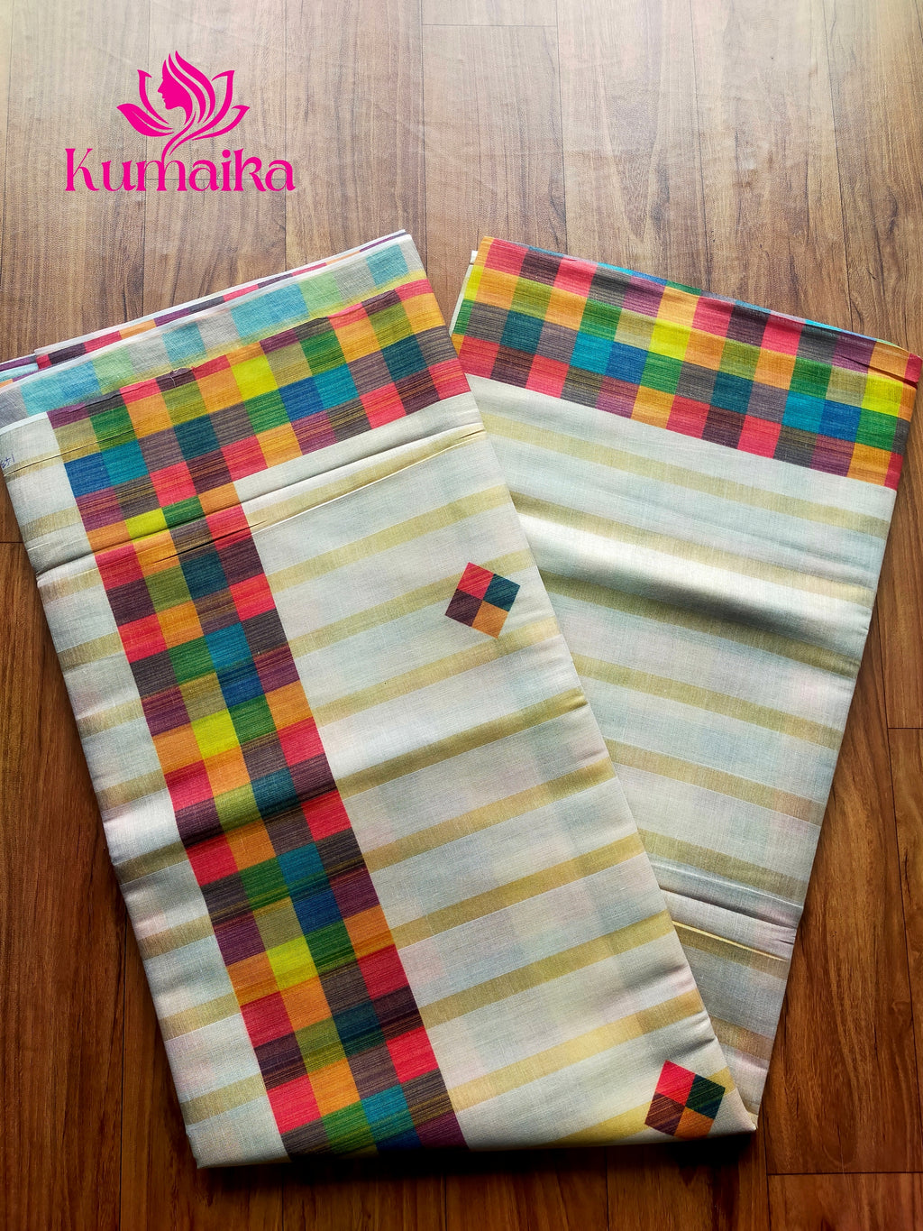 Traditional Madras Check Kasavu Saree