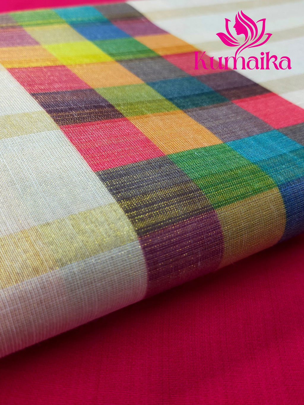 Traditional Madras Check Kasavu Saree