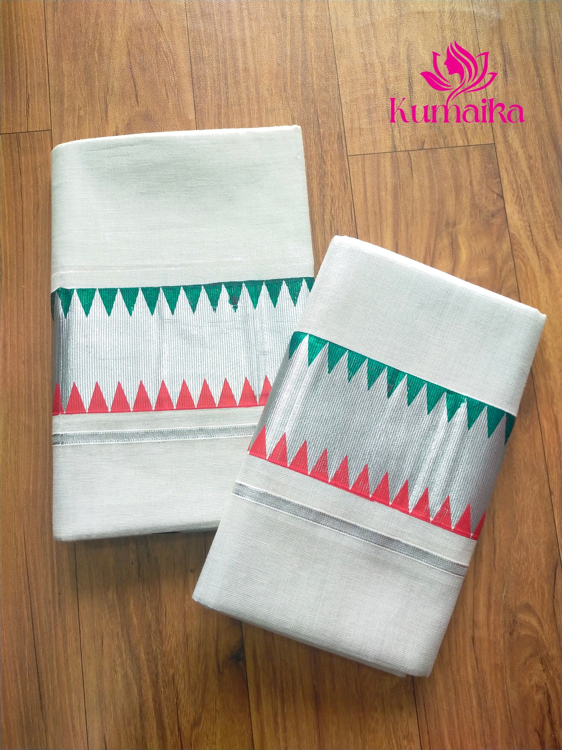 Silver Color Kuthampully Double Set Mund