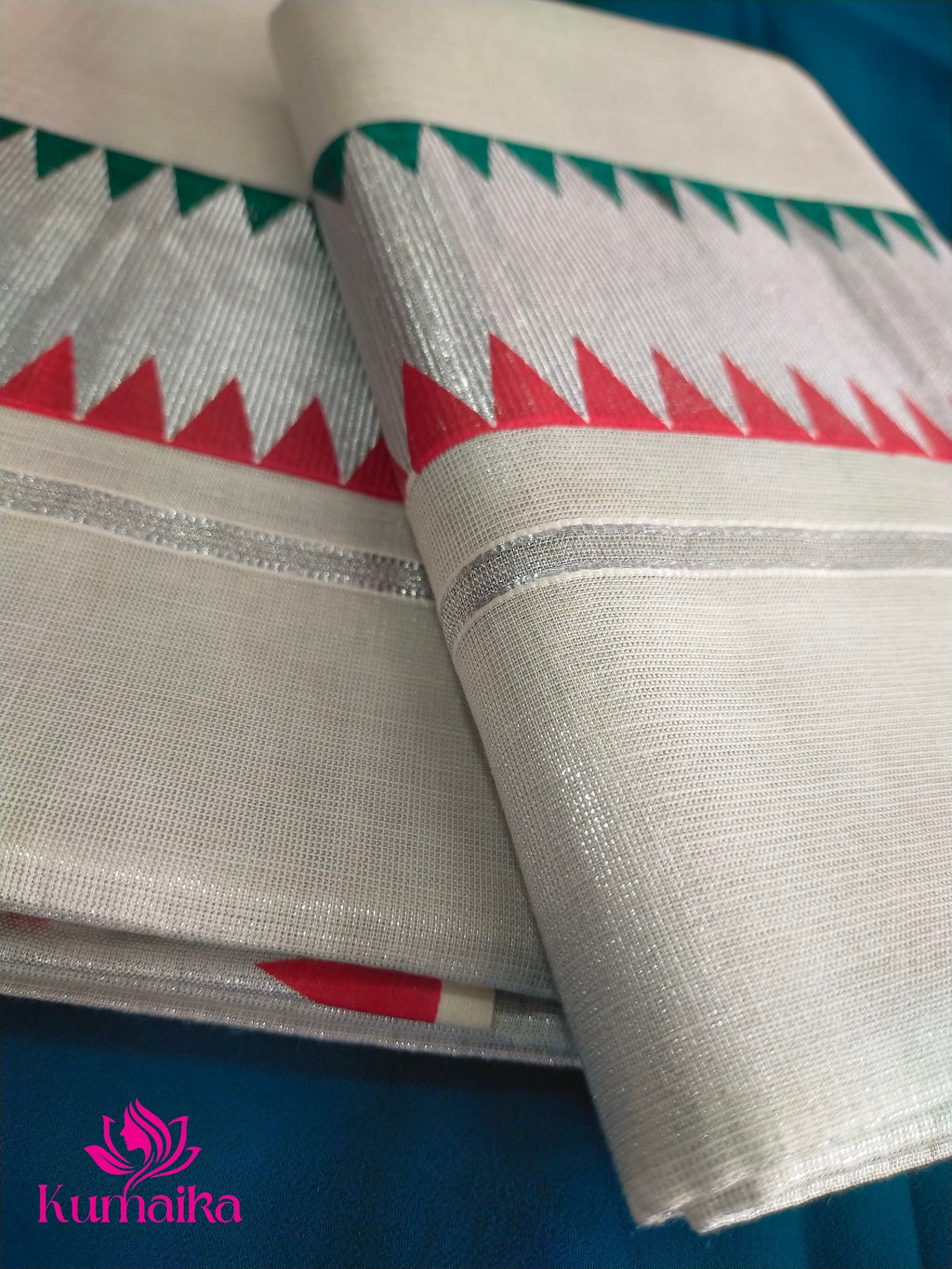 Silver Color Kuthampully Double Set Mund
