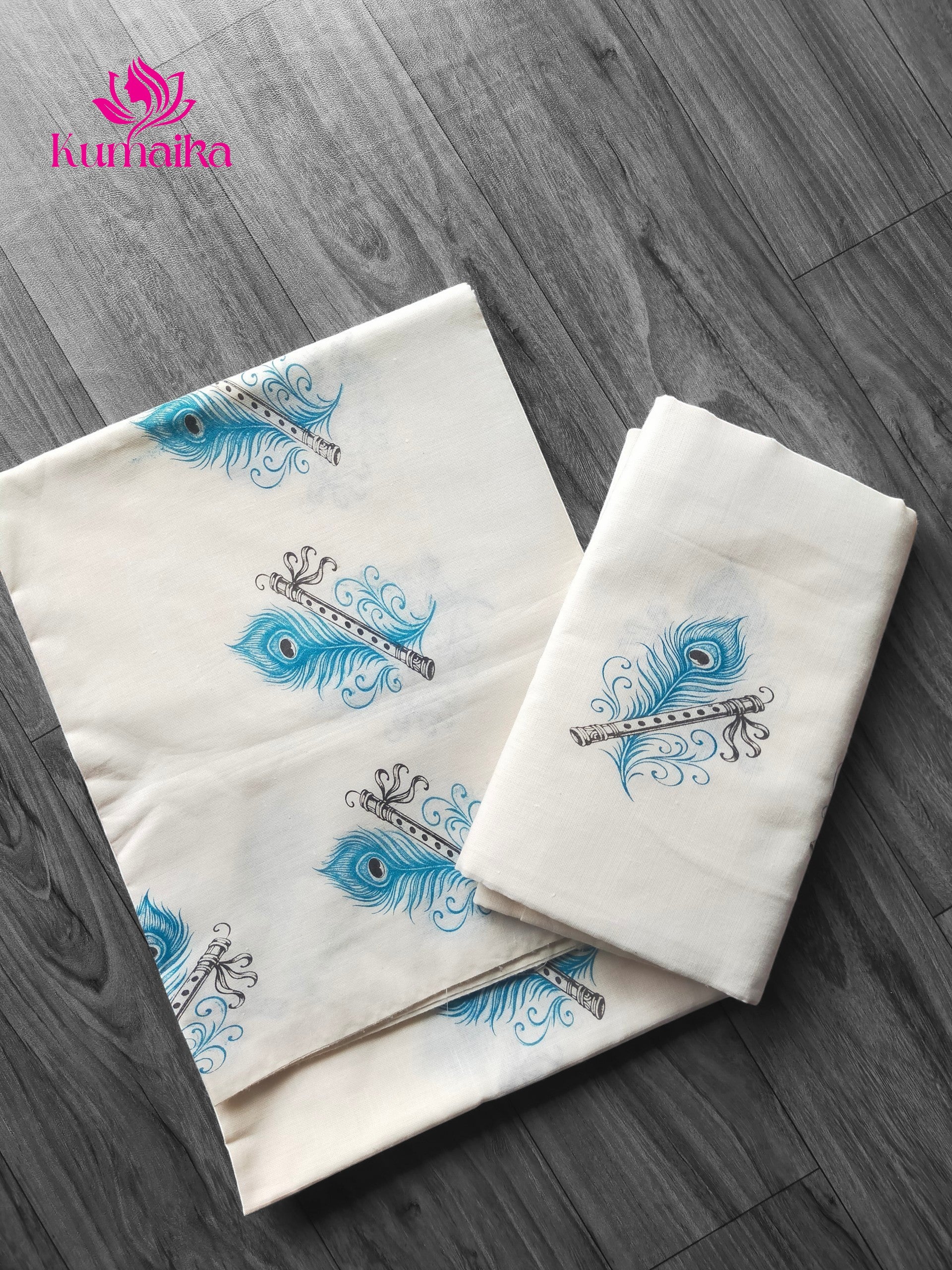 Kerala Cotton Set Mundu Krishna Theme