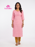 Pink Embroidered Yoke Kurta