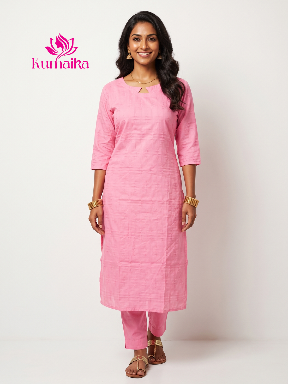 Textured Pink Kurta