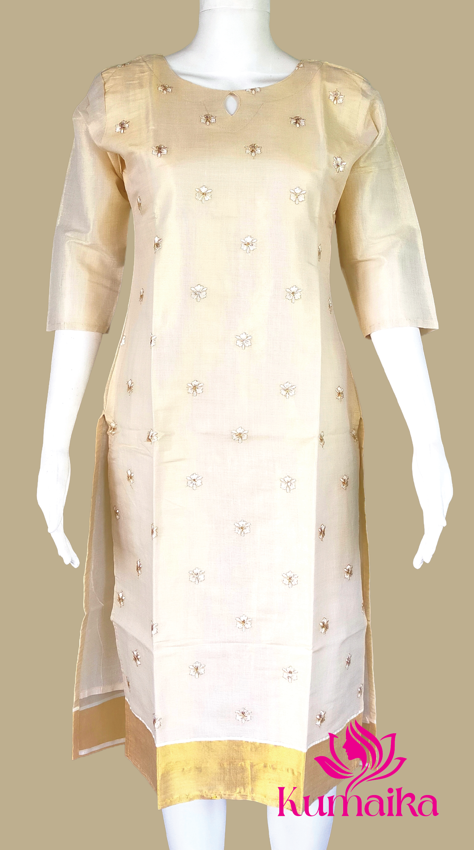 Champagne Gold Tissue Silk Kurta