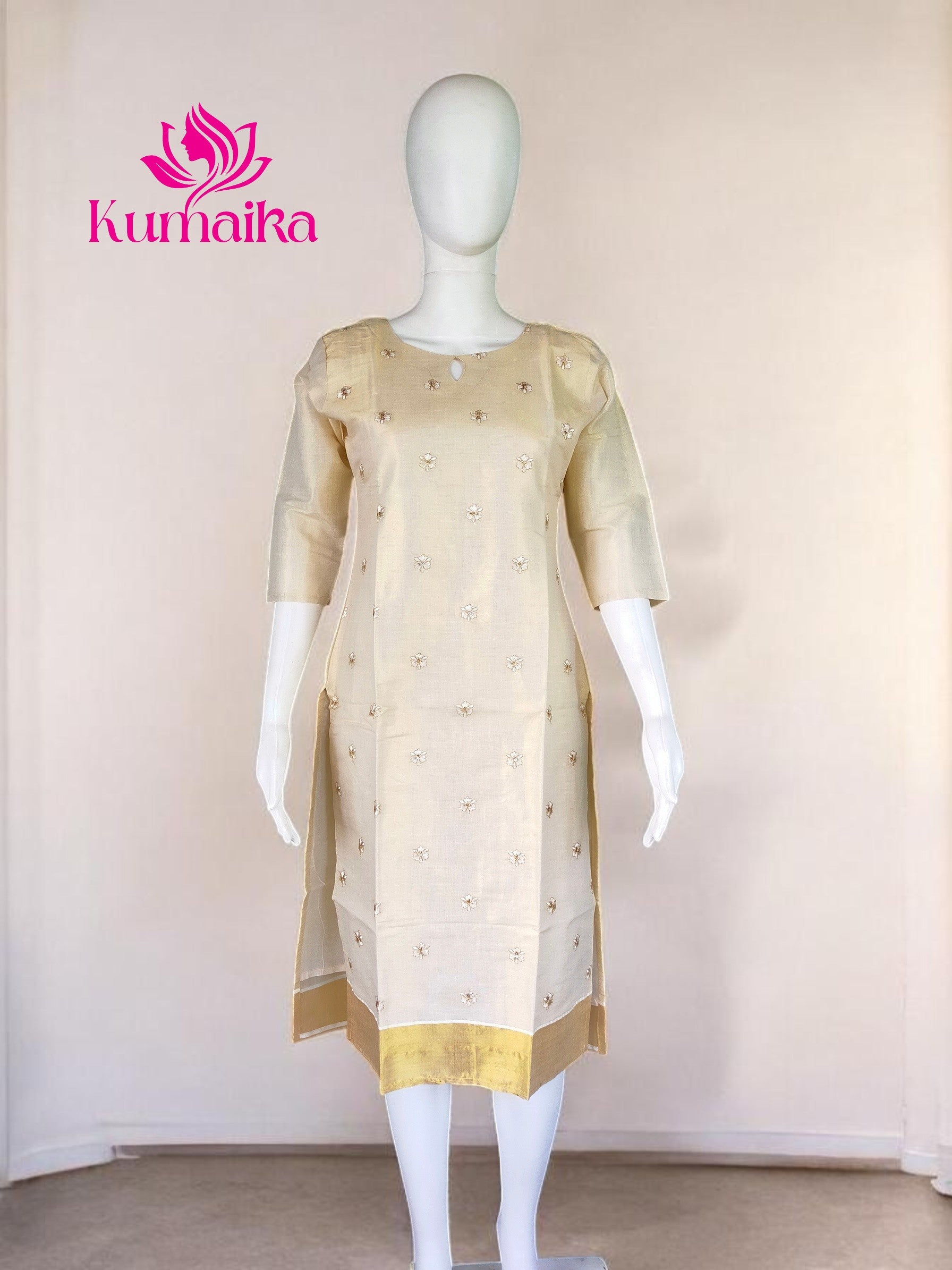 Champagne Gold Tissue Silk Kurta