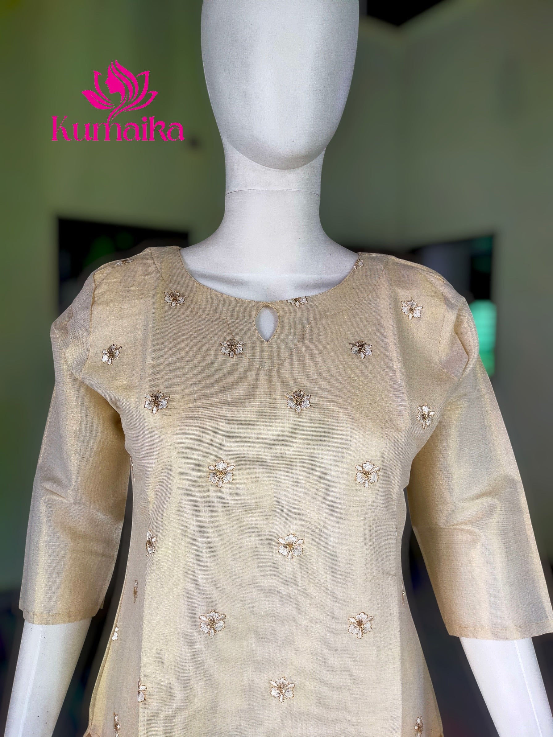Champagne Gold Tissue Silk Kurta