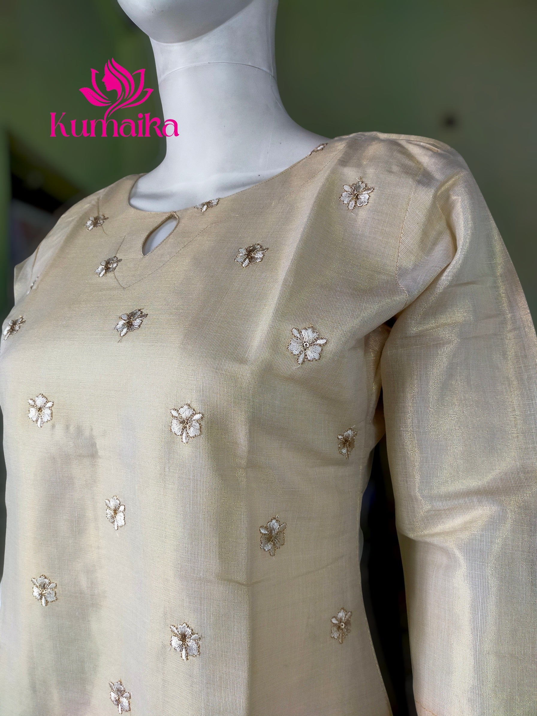 Champagne Gold Tissue Silk Kurta