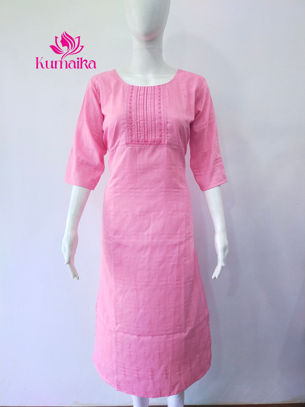 Pink Embroidered Yoke Kurta