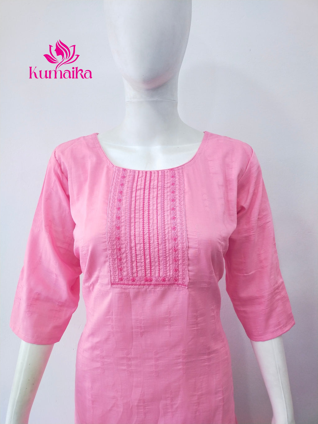 Pink Embroidered Yoke Kurta
