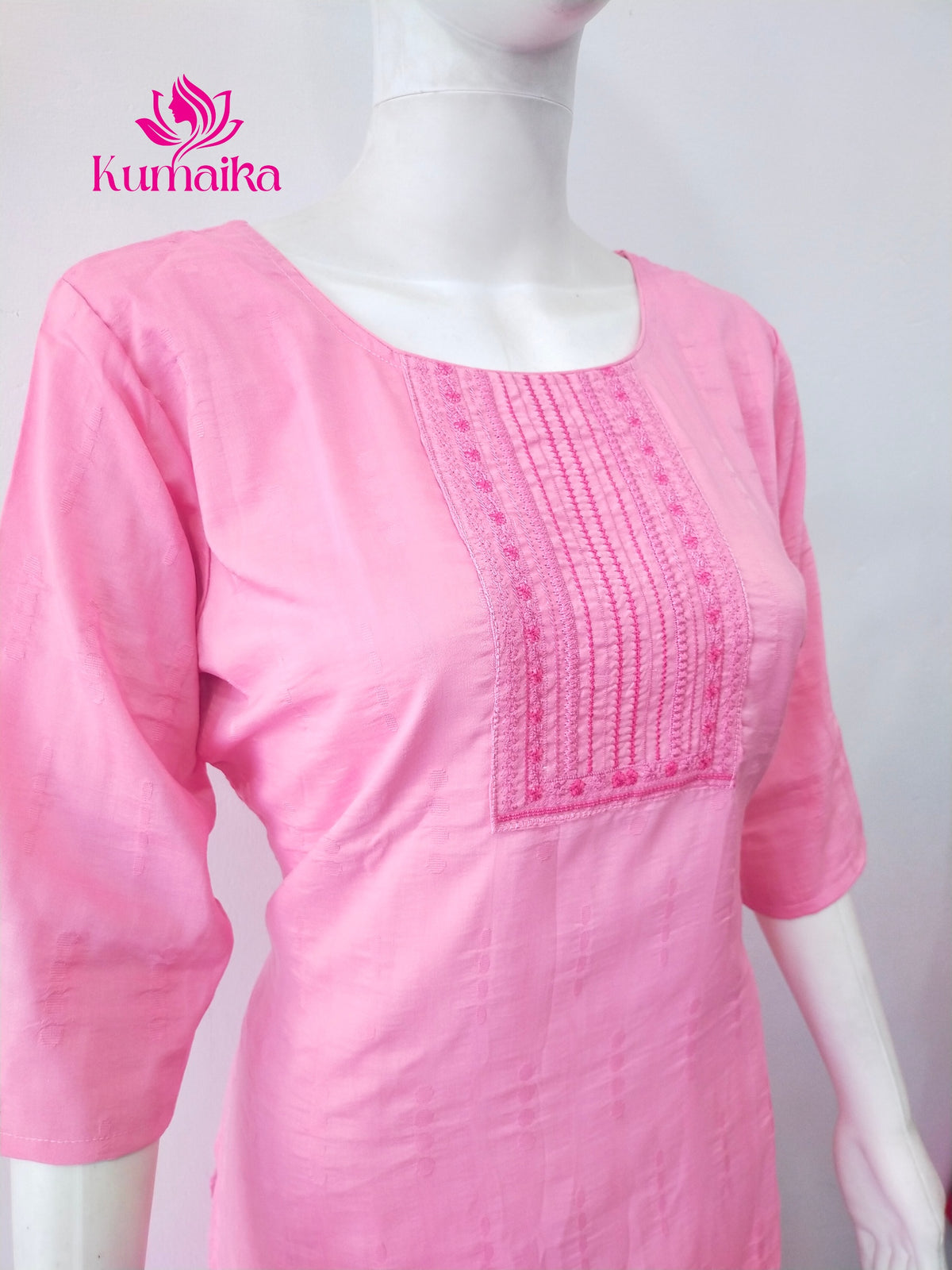 Pink Embroidered Yoke Kurta